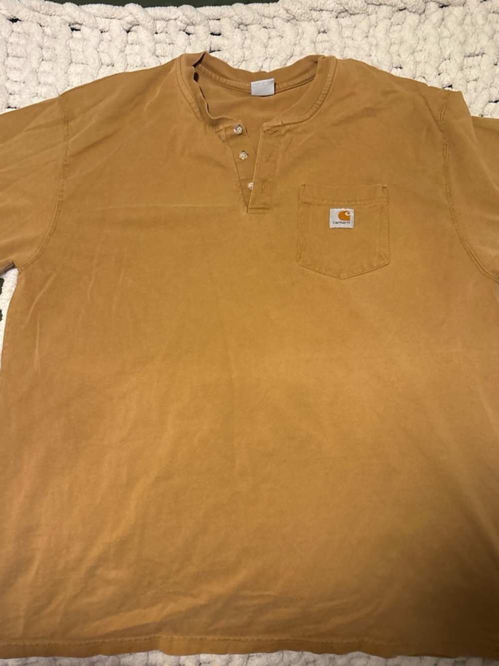 Carhartt Men's Tan Button Henley Pocket Shirt